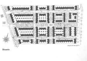 Het ontwerp van De Oude Bouw. Links de Amsterdamsestraatweg